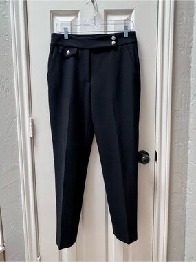 Veronica Beard Size 8 Slim-Leg Renzo Pants, Black/Silver